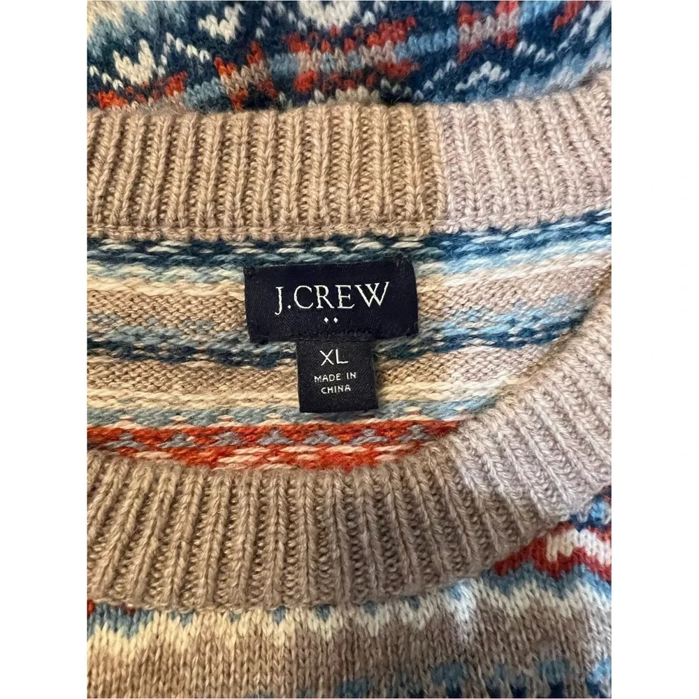 J.Crew Men's Nordic‎ Fair Isle Lambswool Crewneck Sweater XL Very Good/Excellent
